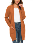 Solid Open Front Long Knit Cardigan Sweater V97500