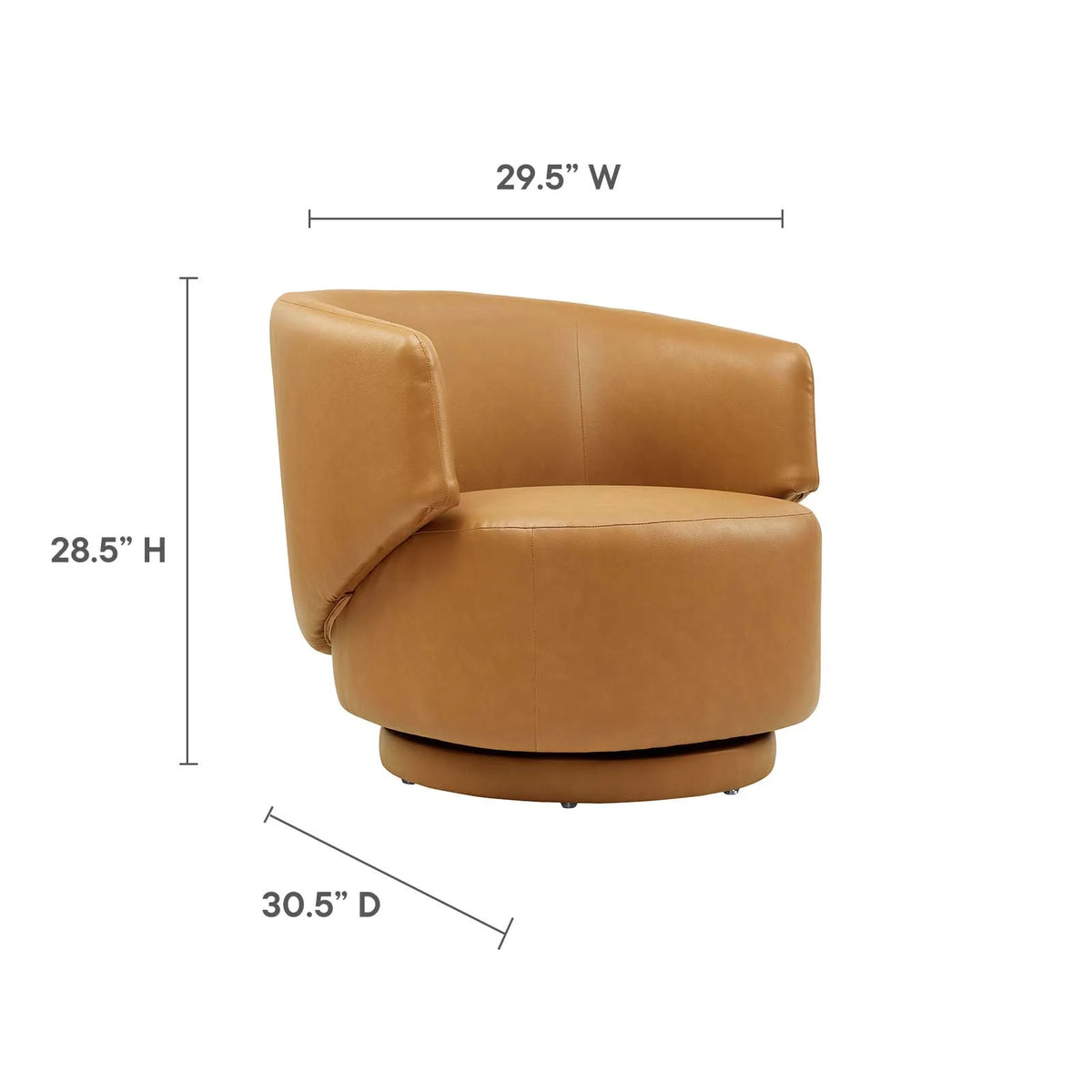 Tan Vegan Leather Fabric and Wood Swivel Chair D959154