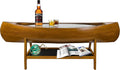 Walnut Antique Finish Oval Glass Coffee Table O83548