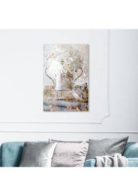 White Romantic Roses Floral Canvas A604560