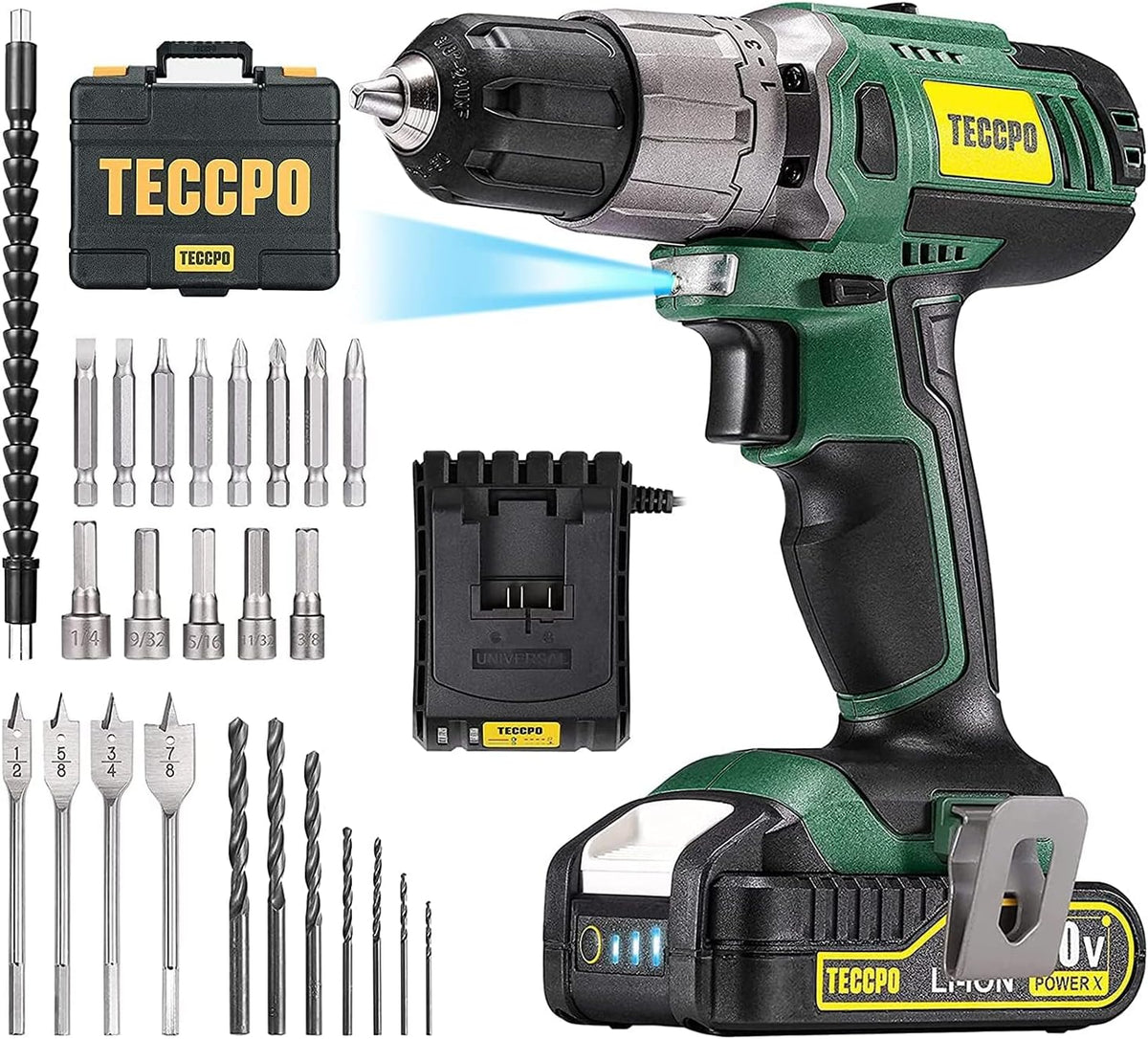 Cordless Drill Set, 29Pcs Power Drill Set, 310 In-lbs, 2-Speed, 21+1 Torque Setting, 2.0Ah Battery & Fast Charger L341