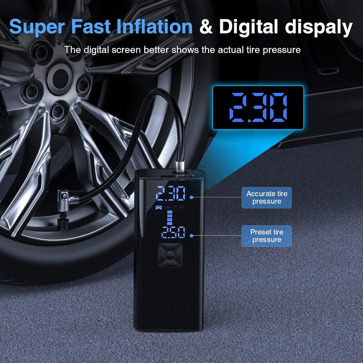 Portable Tire Inflator Air Compressor, 150 PSI Cordless, 8000mAh Battery, Pack of 2 F756429