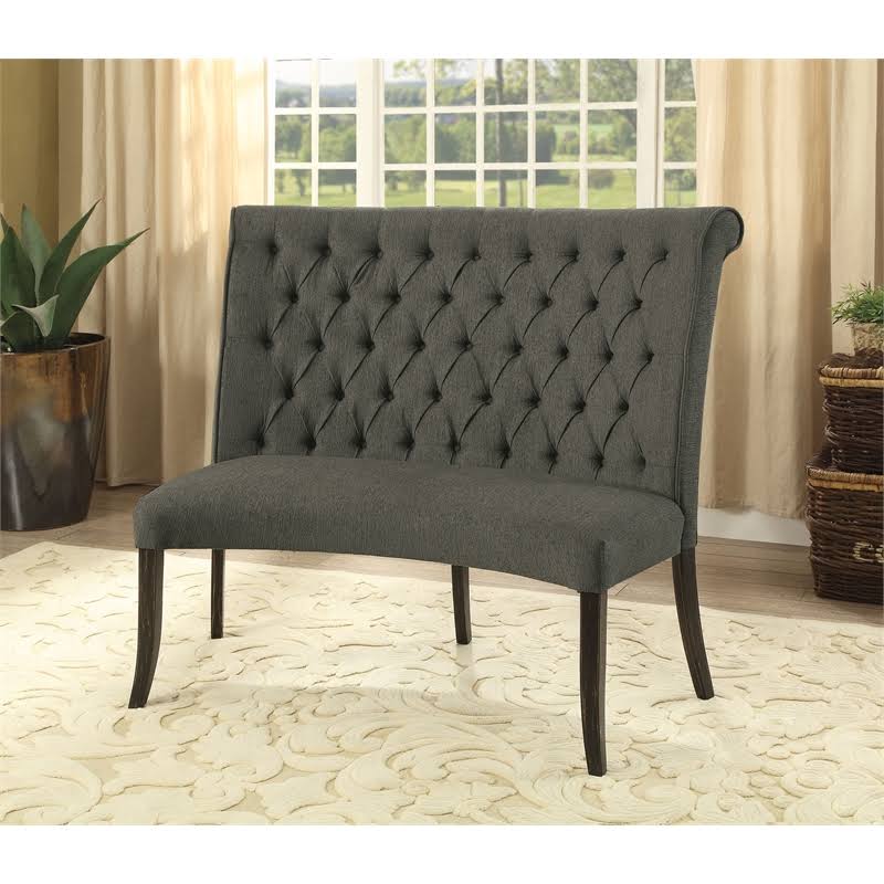 Gray Fabric Tufted Bench E31953
