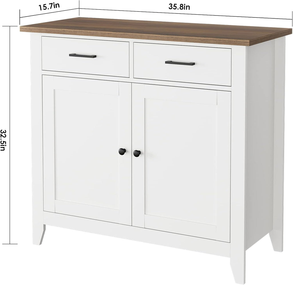 Ivory White Kitchen Storage Cabinet with Drawers and Doors Z8363