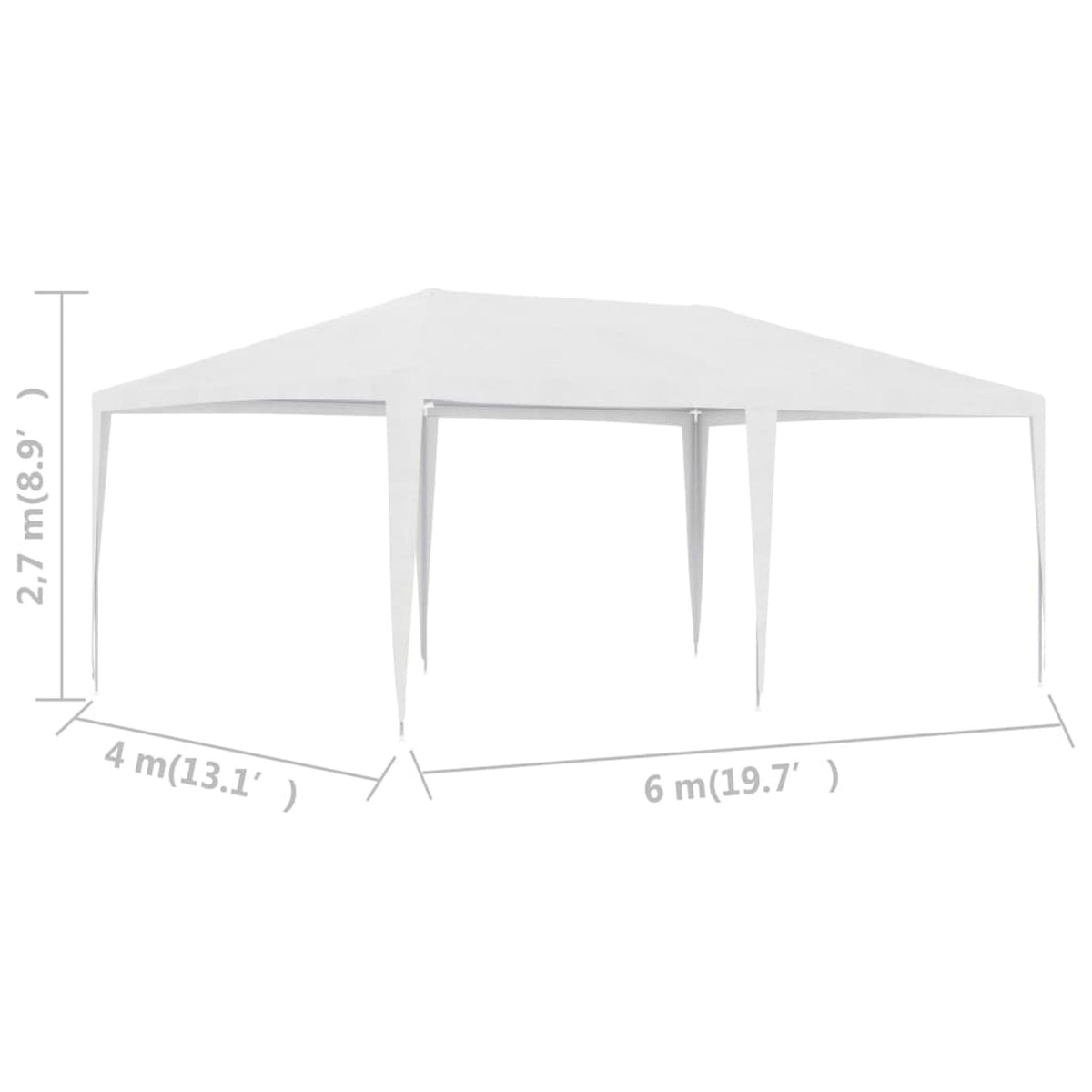 White Party Tent Gazebo Canopy with Iron Frame 19.7ft x 13.1ft x 8.9ft L442430