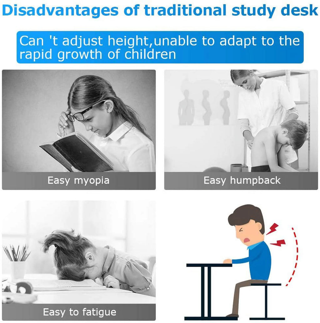 Height Adjustable Children's Study Desk Table Chair Set with Drawer Y745326