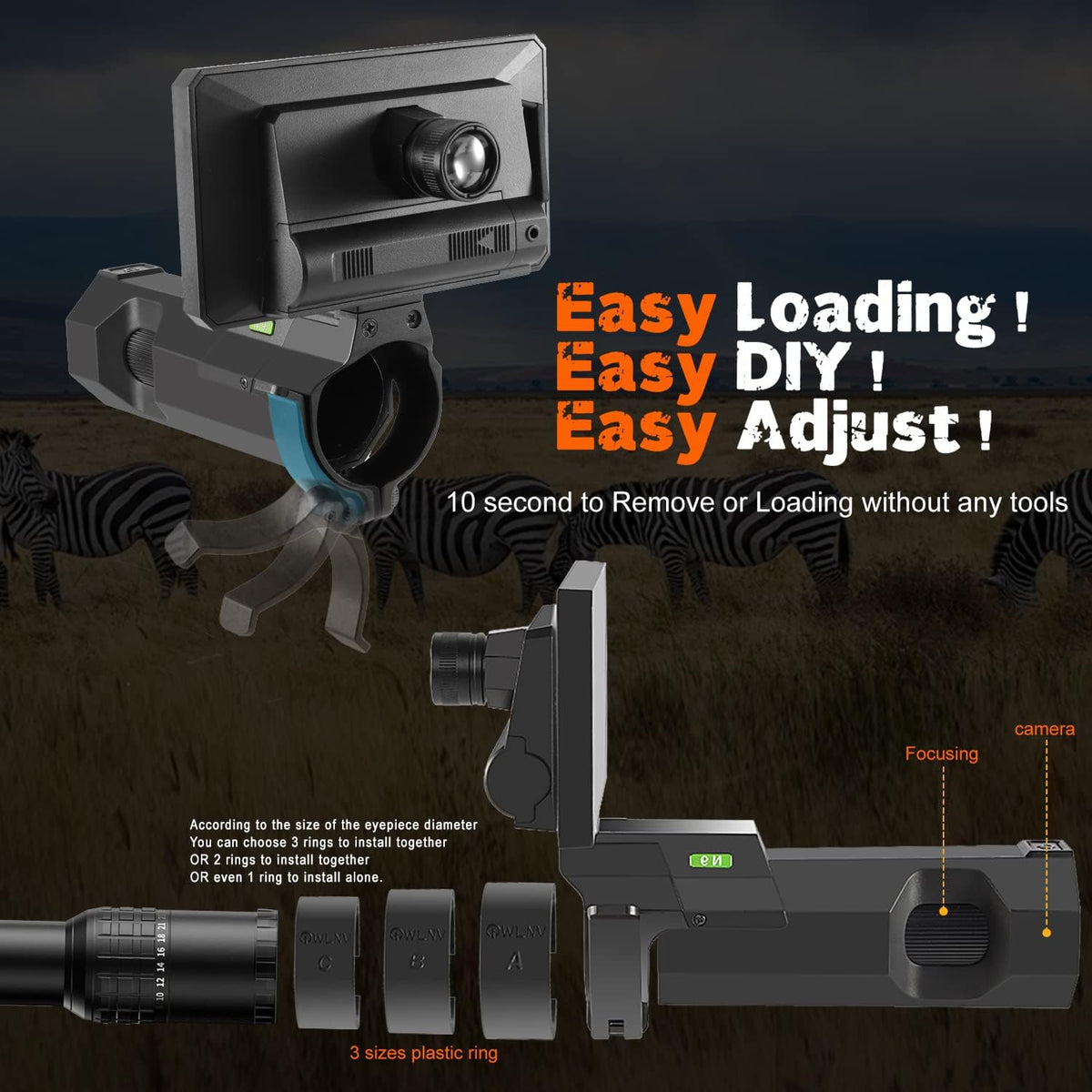 DIY Digital Night Vision Scope with Camera and 5.8 1080P HD Display Screen C60810