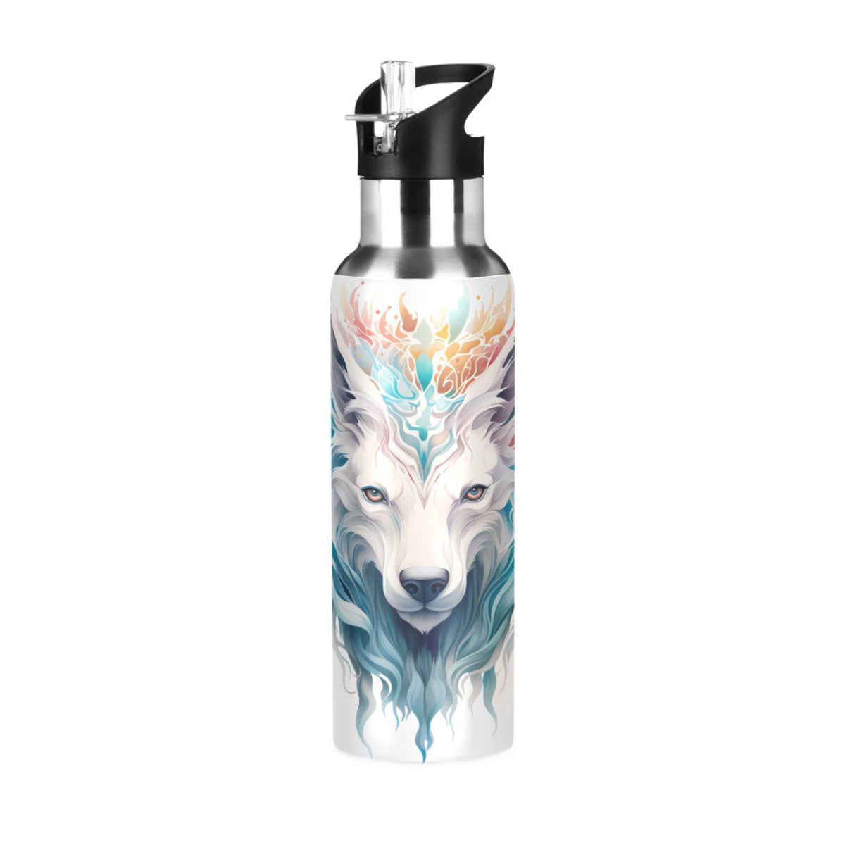 Blue Stainless Steel Insulated Water Bottle with Straw Lid E7308