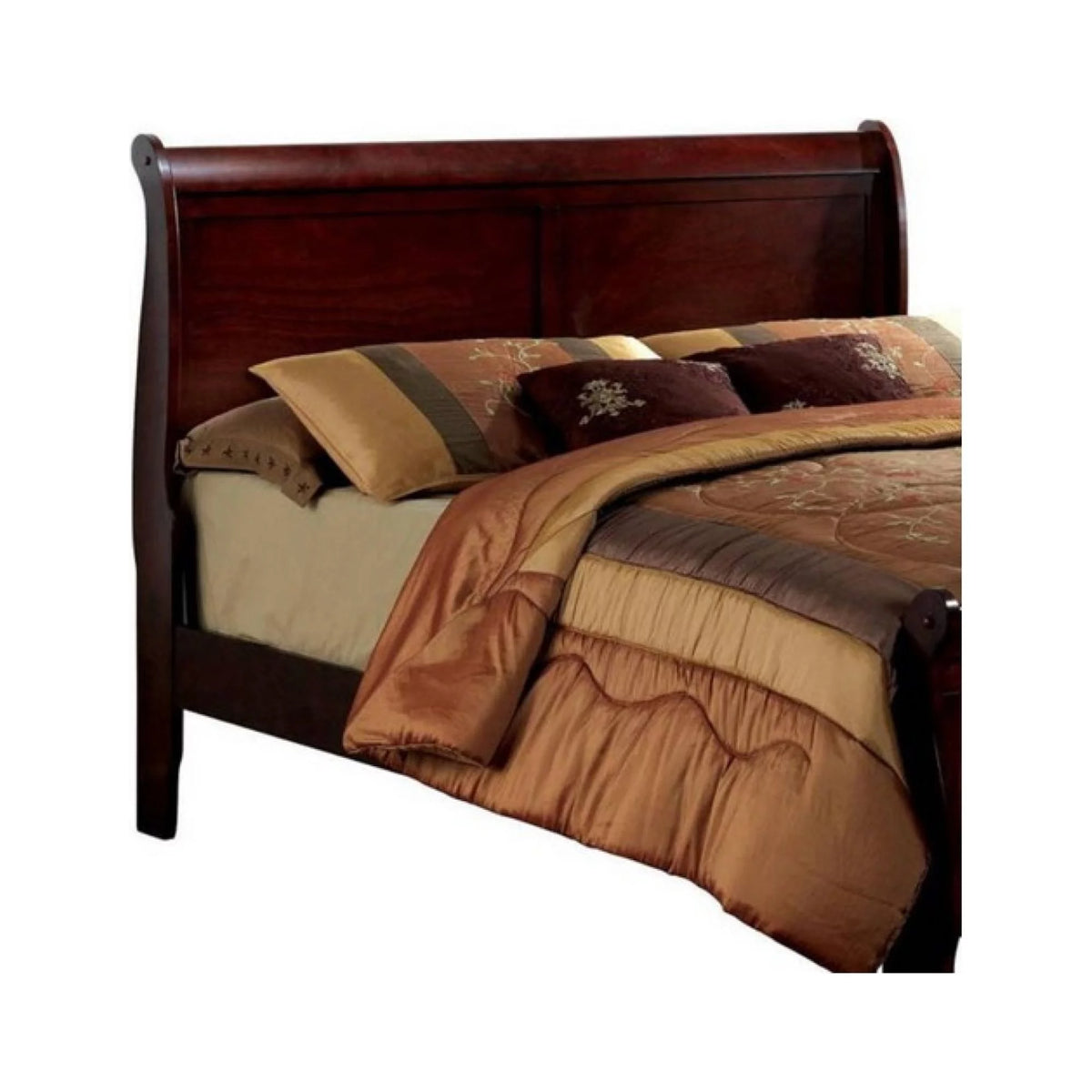 Cherry Sleigh Bed Queen Size Solid Wood C225771