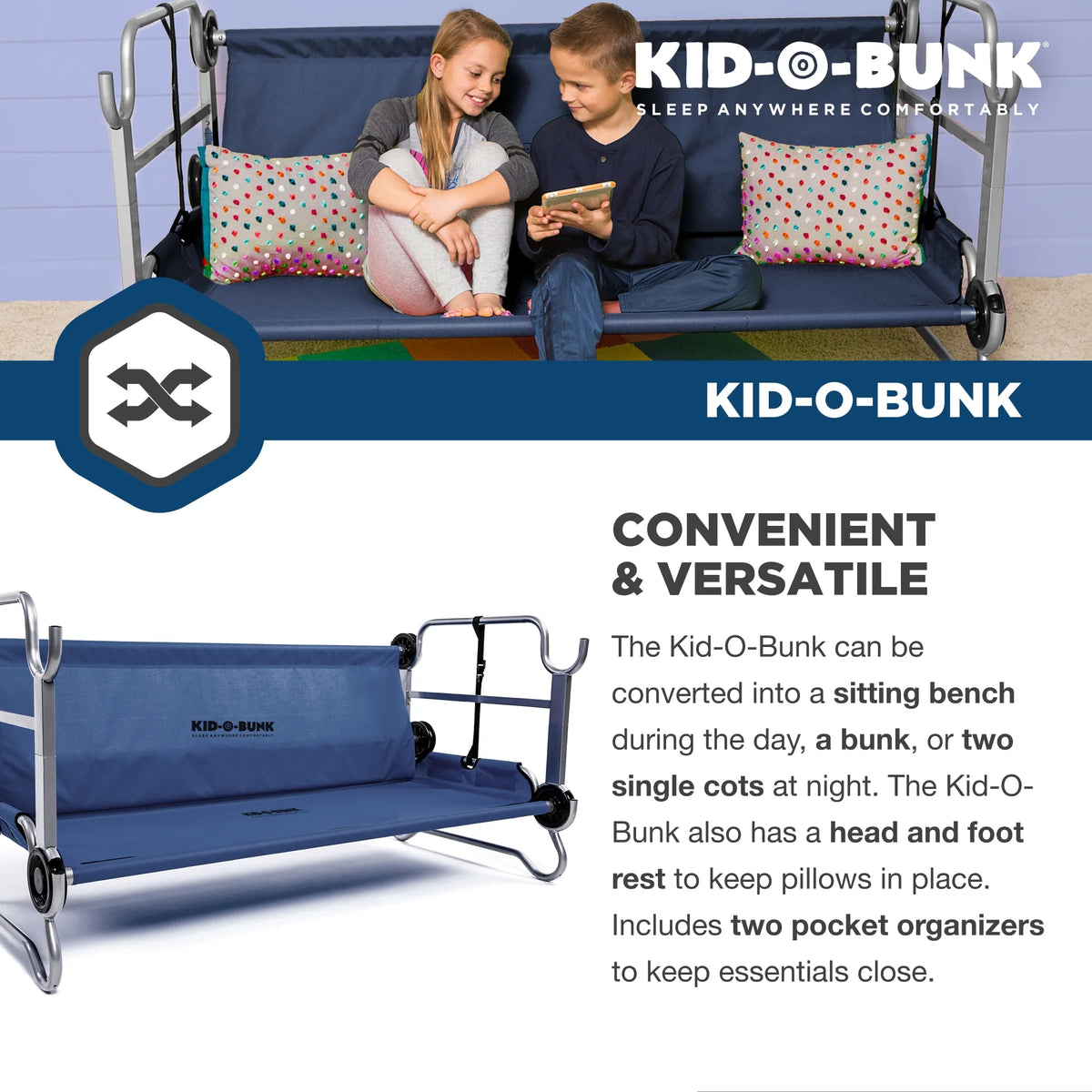 Navy Double Cot with Storage Organizers R108