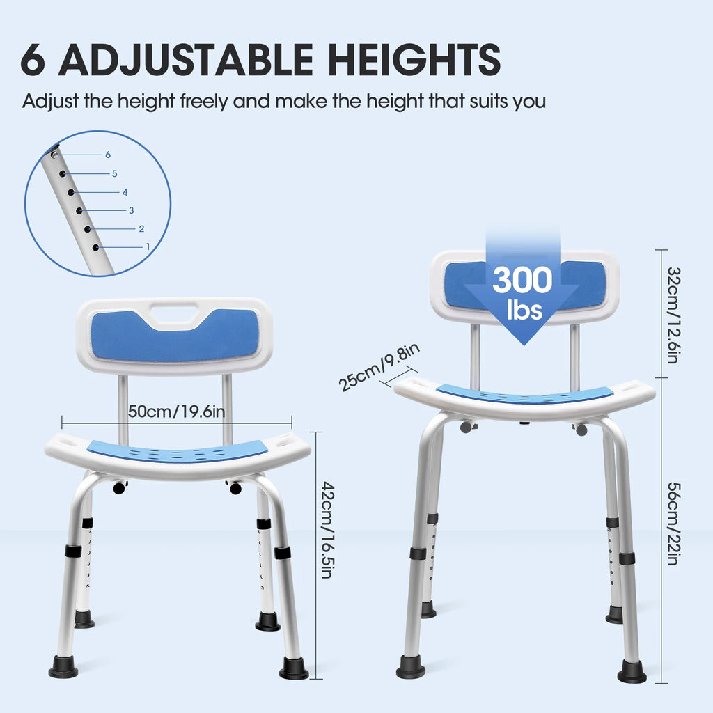 Bath and Shower Chair with Back and Padded Armrests, Height Adjustable Q10217