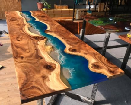 Live Edge Epoxy Dining Table (16.5" Tall, 48 x 24 Inches) Y44736