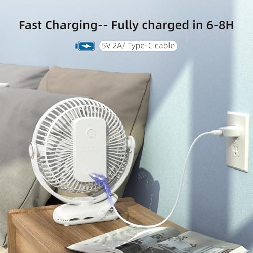 10000mAh 8-Inch Rechargeable Clip on Fan, 4 Speeds W231