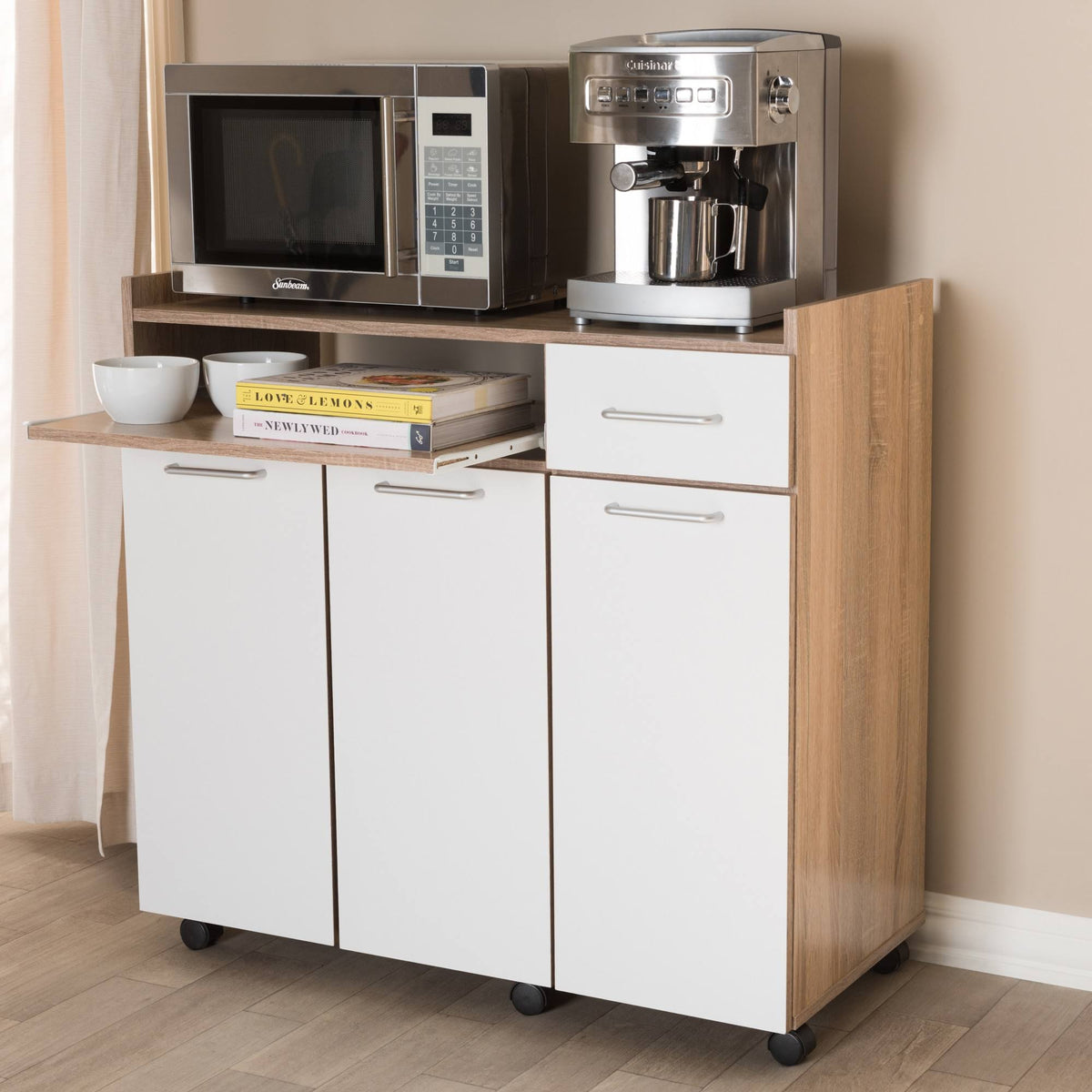 Light Oak and White Finish Kitchen Cabinet T92349