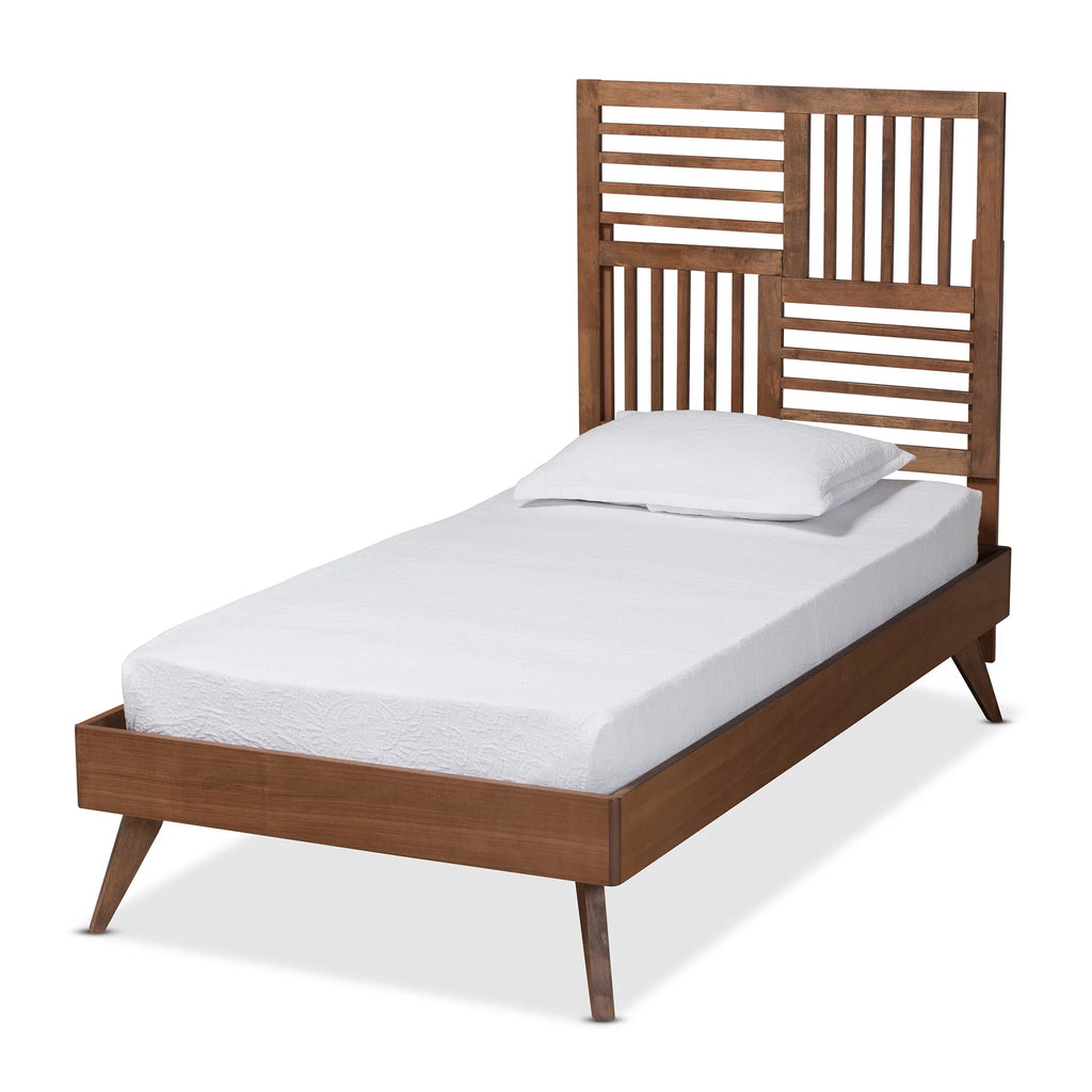 Twin Walnut Brown Platform Bed J487837