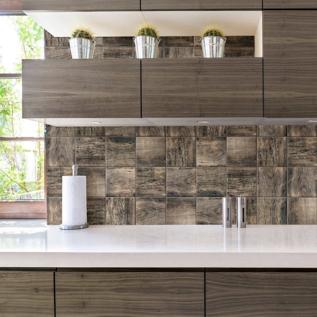 Textured Wood Timber Brown Floor and Wall Tile C681381