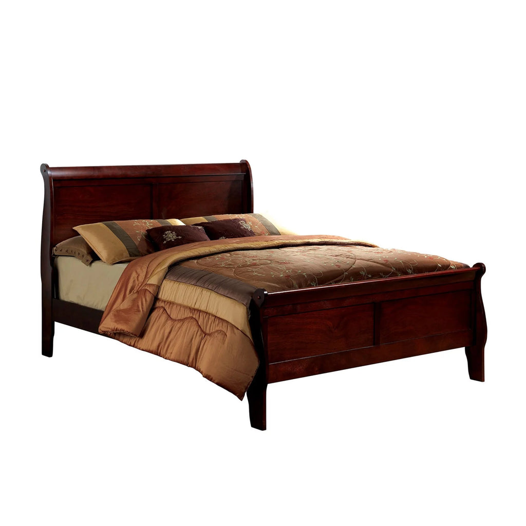 Cherry Sleigh Bed Queen Size Solid Wood C225771
