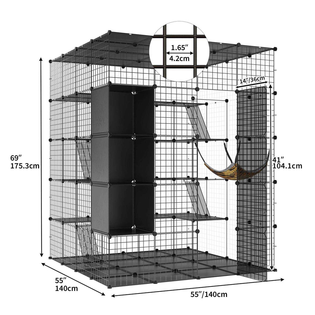 5-Tier Metal Cat Cage with Cube Storage D41101