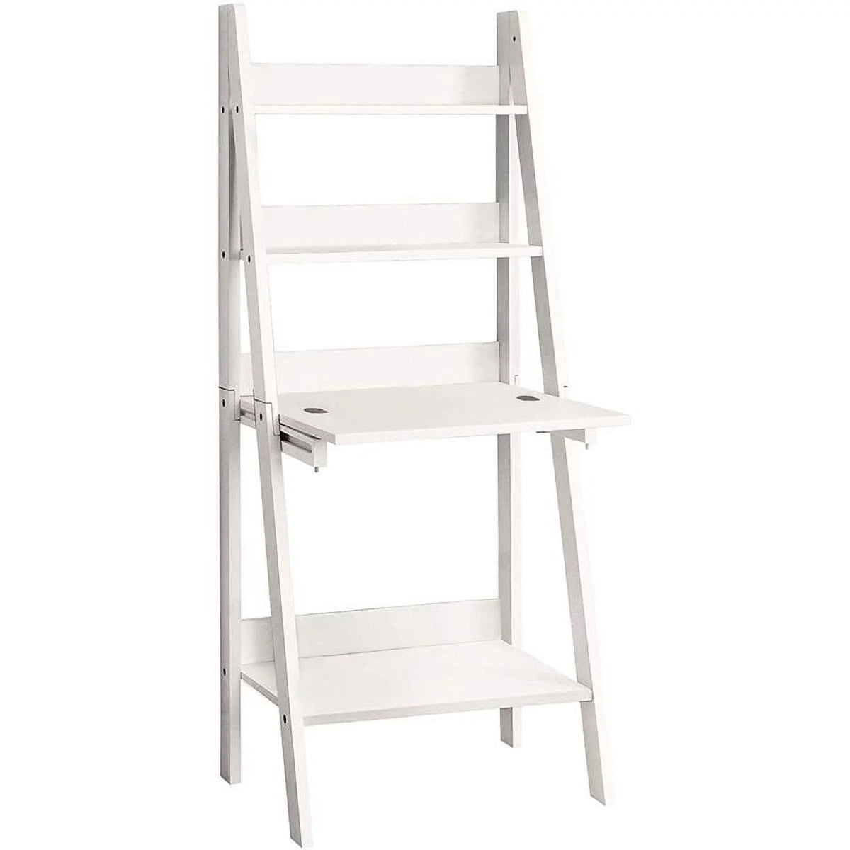 White Ladder Bookcase with Drop-Down Desk R934