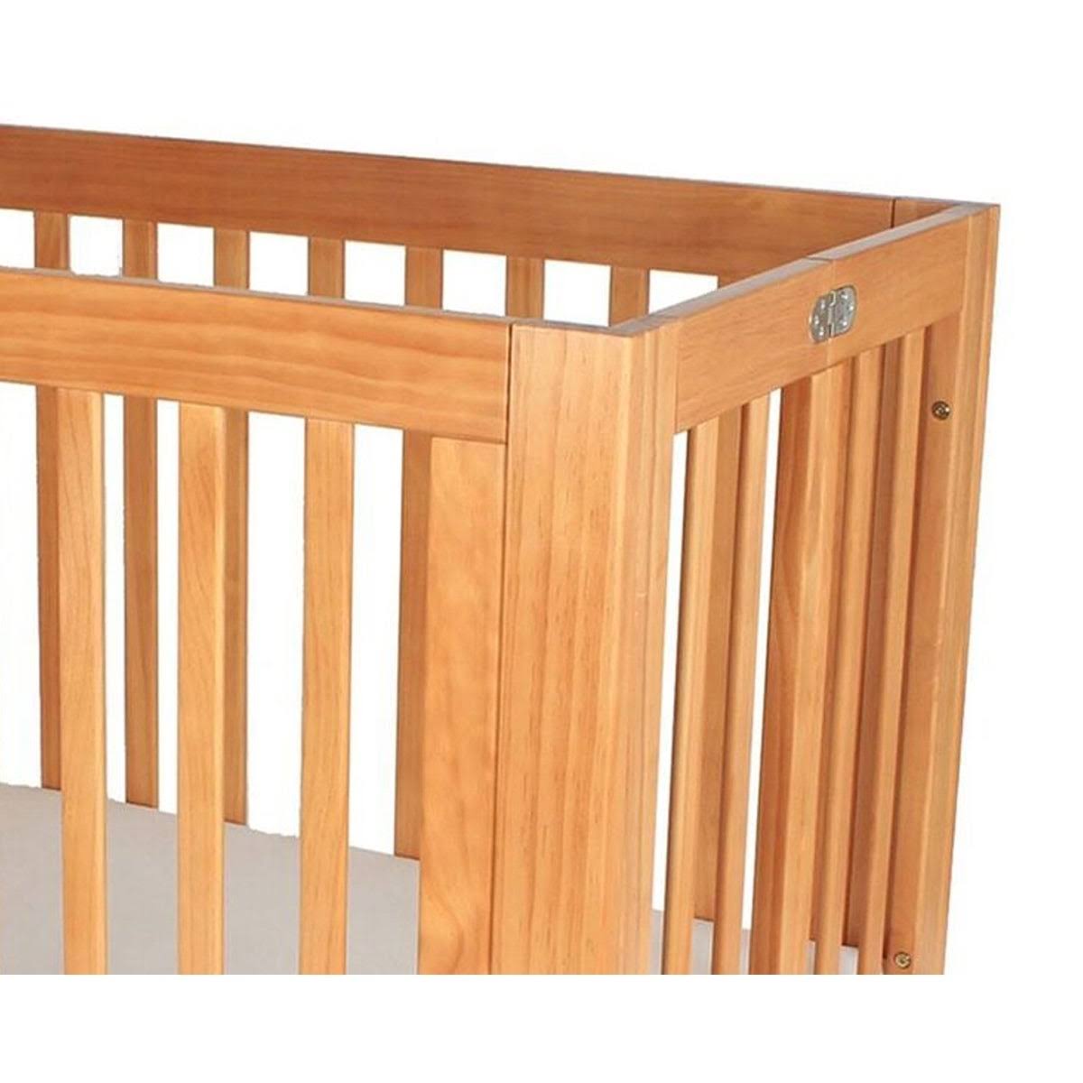 Slatted Foldable Wood and Metal Crib Natural Brown N460