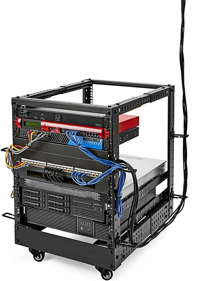 12U 4-Post Open Frame Server Rack, 19-Inch Adjustable Depth, Black C862112