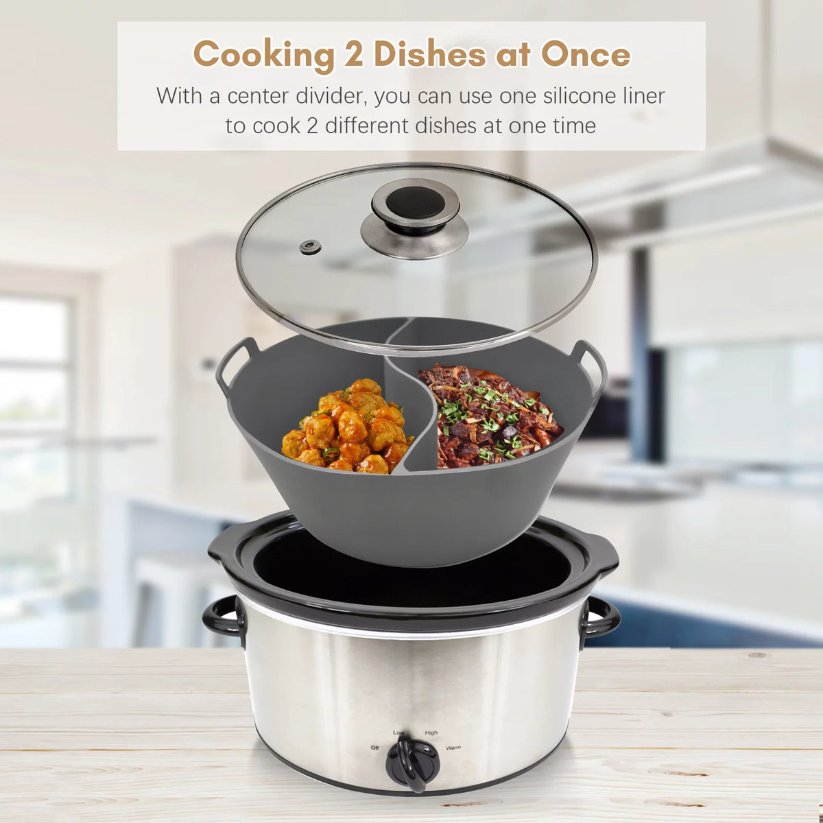 Slow Cooker Liners, Silicone, Reusable, Leakproof, Dishwasher Safe, 2pcs V890