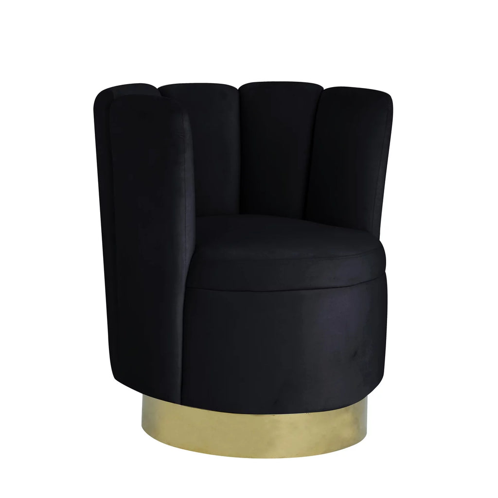 Black Velvet Swivel Accent Chair Z8991