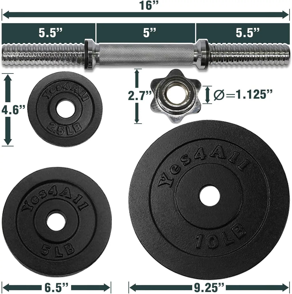 50 lbs Adjustable Cast Iron Dumbbell Set Z207447