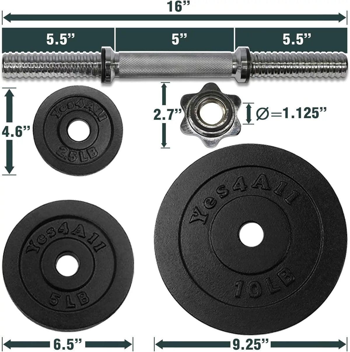 50 lbs Adjustable Cast Iron Dumbbell Set Z207447