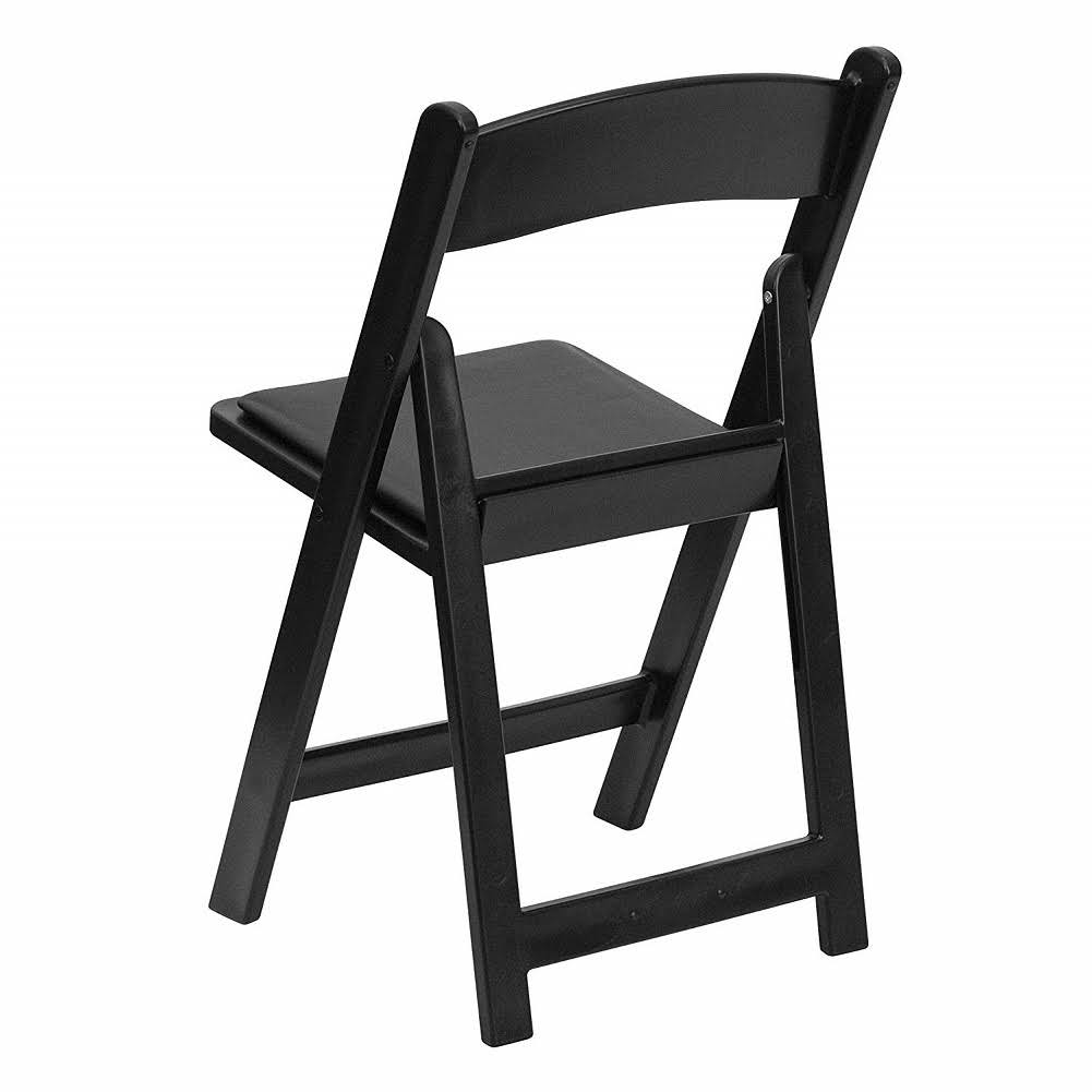 Black Resin Folding Chair with Vinyl Padded Seat W20653