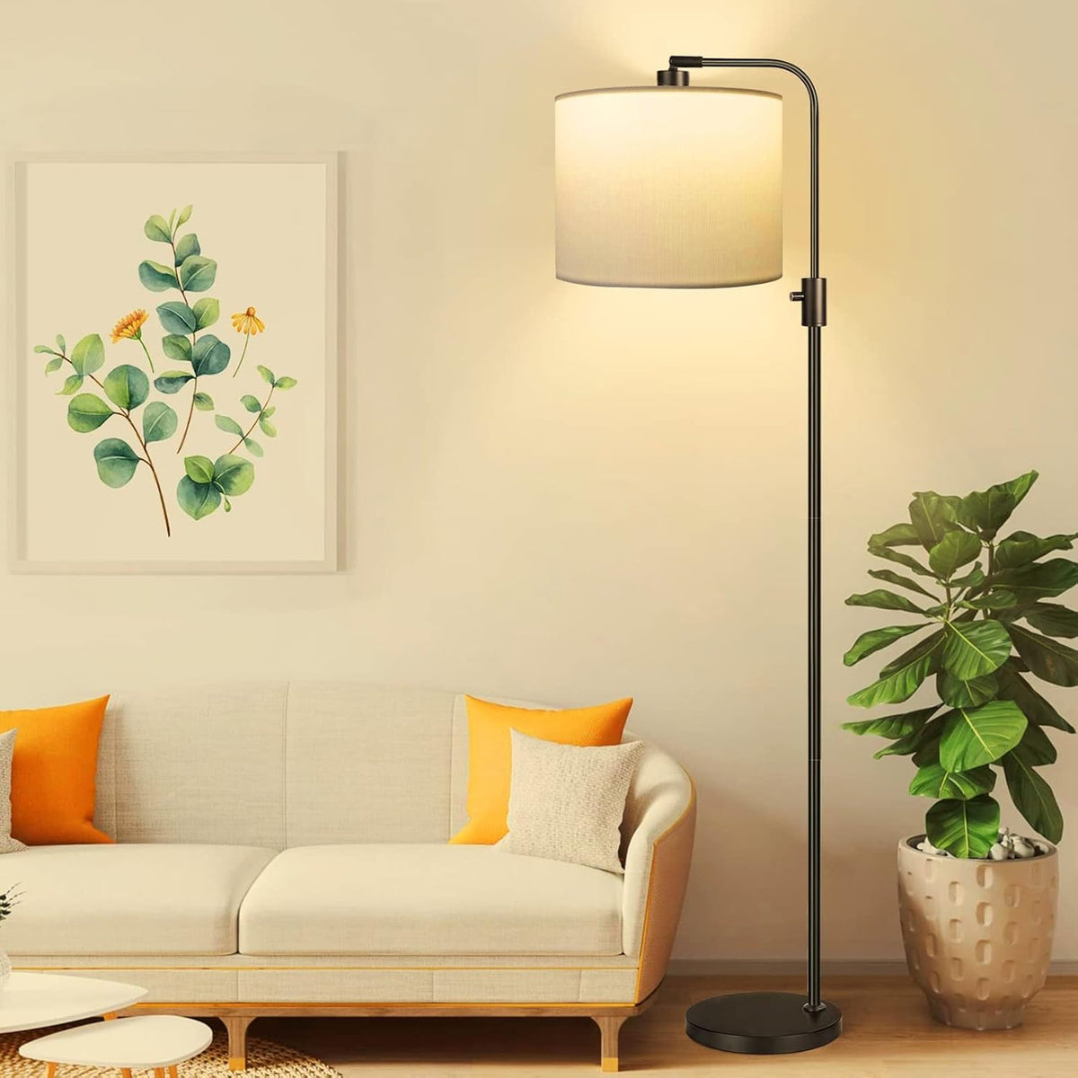Large White Fabric Linen Lampshade Set of 2 R648296