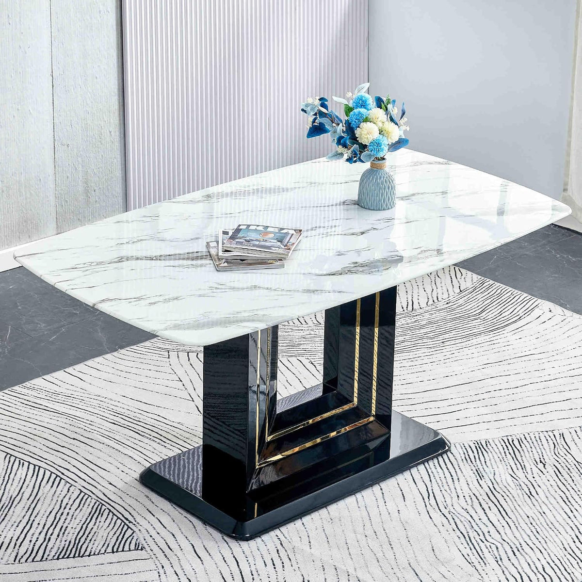 7-Piece Dining Table Set with 6 Soft Chairs A572961