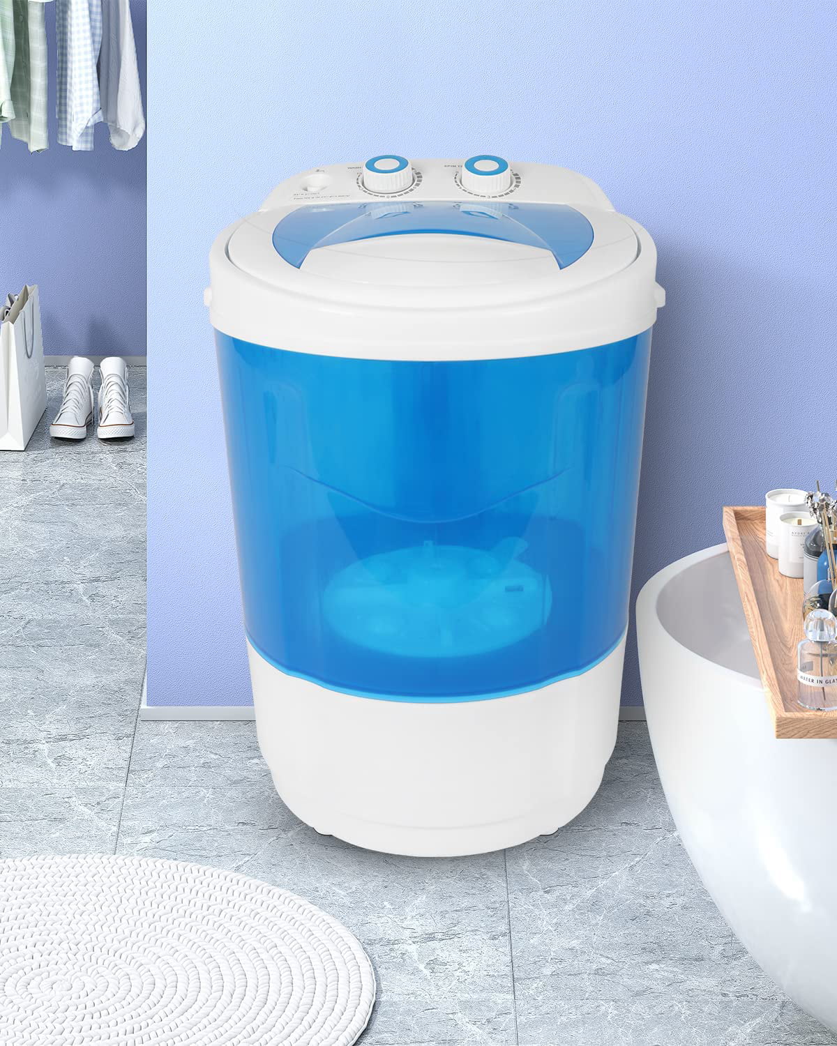 7.7lbs Mini Portable Washing Machine with Spiner Basket E374476