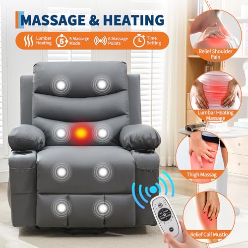 Oversize Power Lift Recliner Chair with Heat and Massage T225672