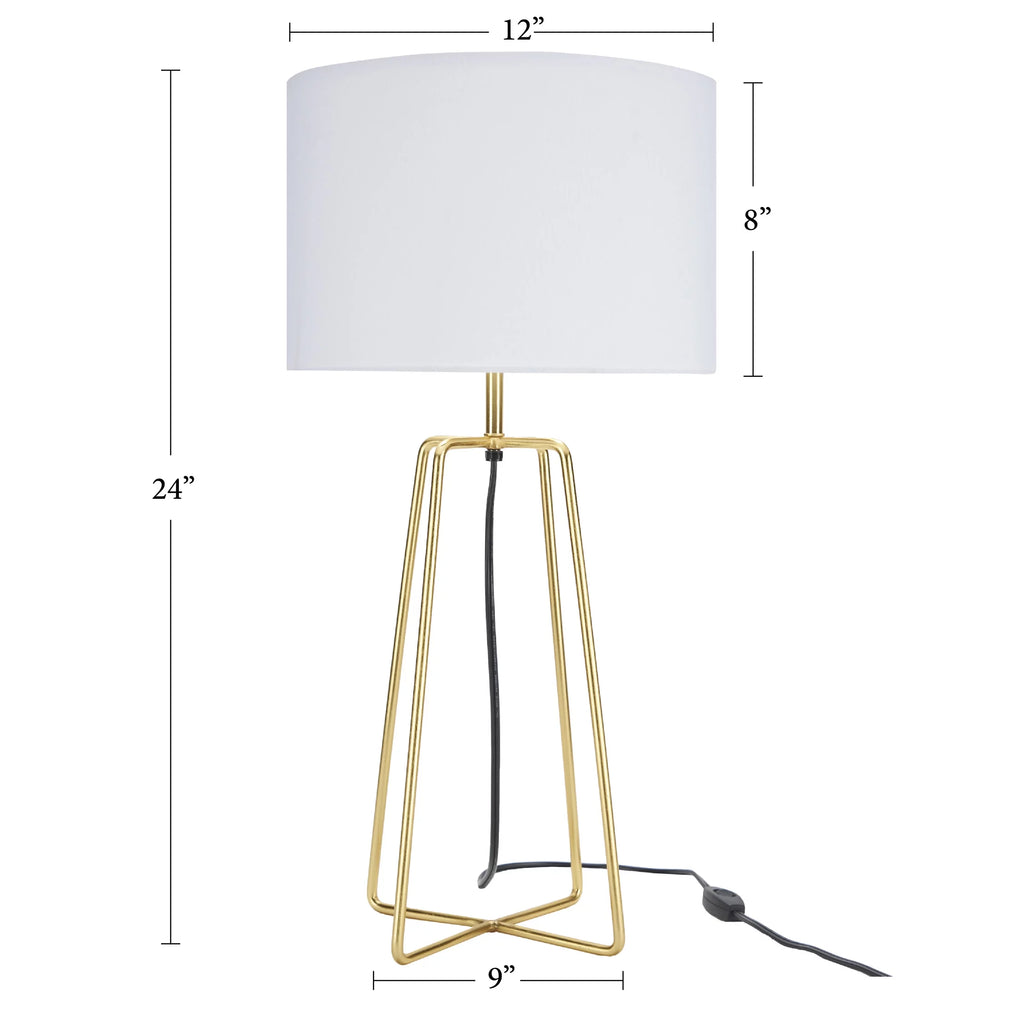 24" Gold Geometric Metal Table Lamp E67109