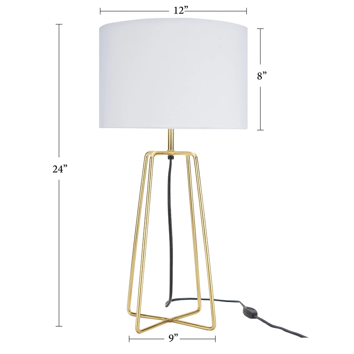 24" Gold Geometric Metal Table Lamp E67109