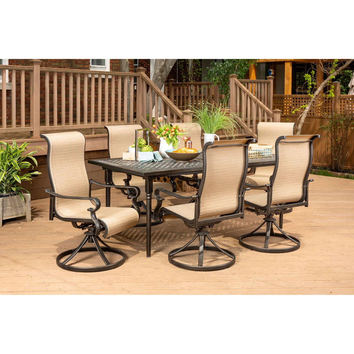 7-Piece Dining Set with Expandable Table and 6 Swivel Rockers K315