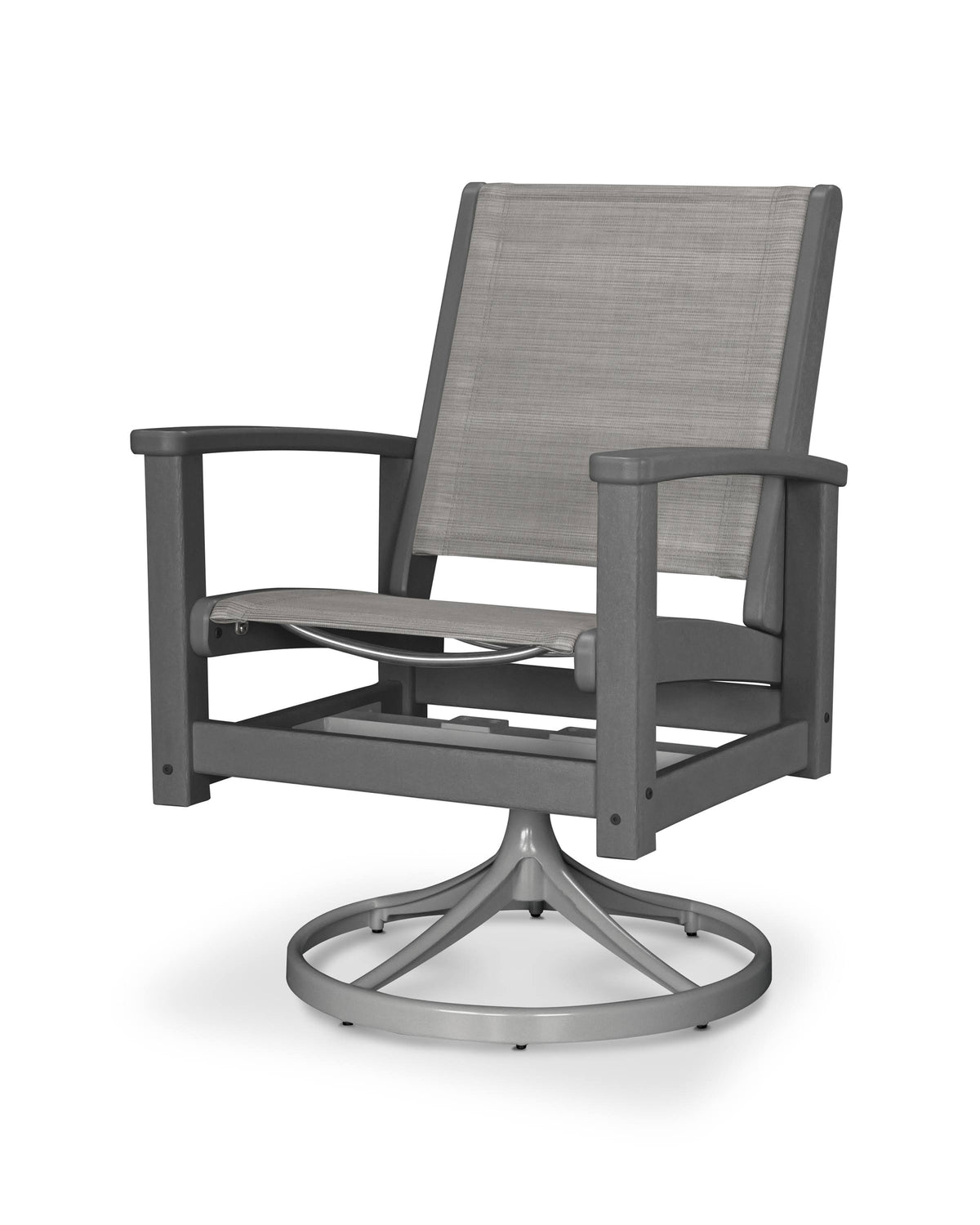 Textured Silver Slate Grey Metallic Sling Swivel Rocker N3499
