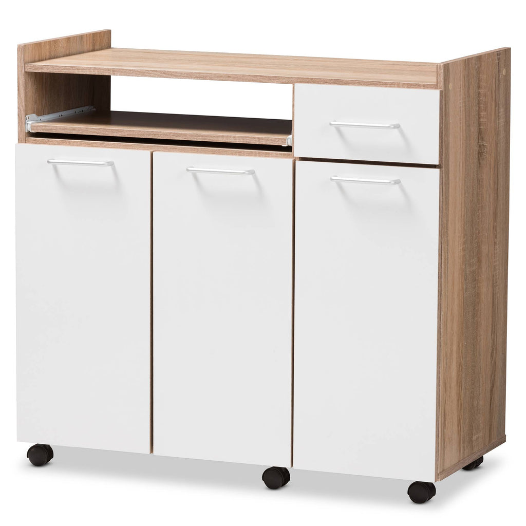 Light Oak and White Finish Kitchen Cabinet T92349