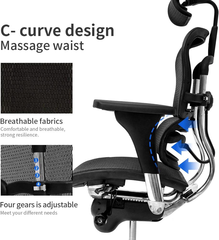 Black Mesh High Back Office Chair with Headrest and Lumbar Support P97832