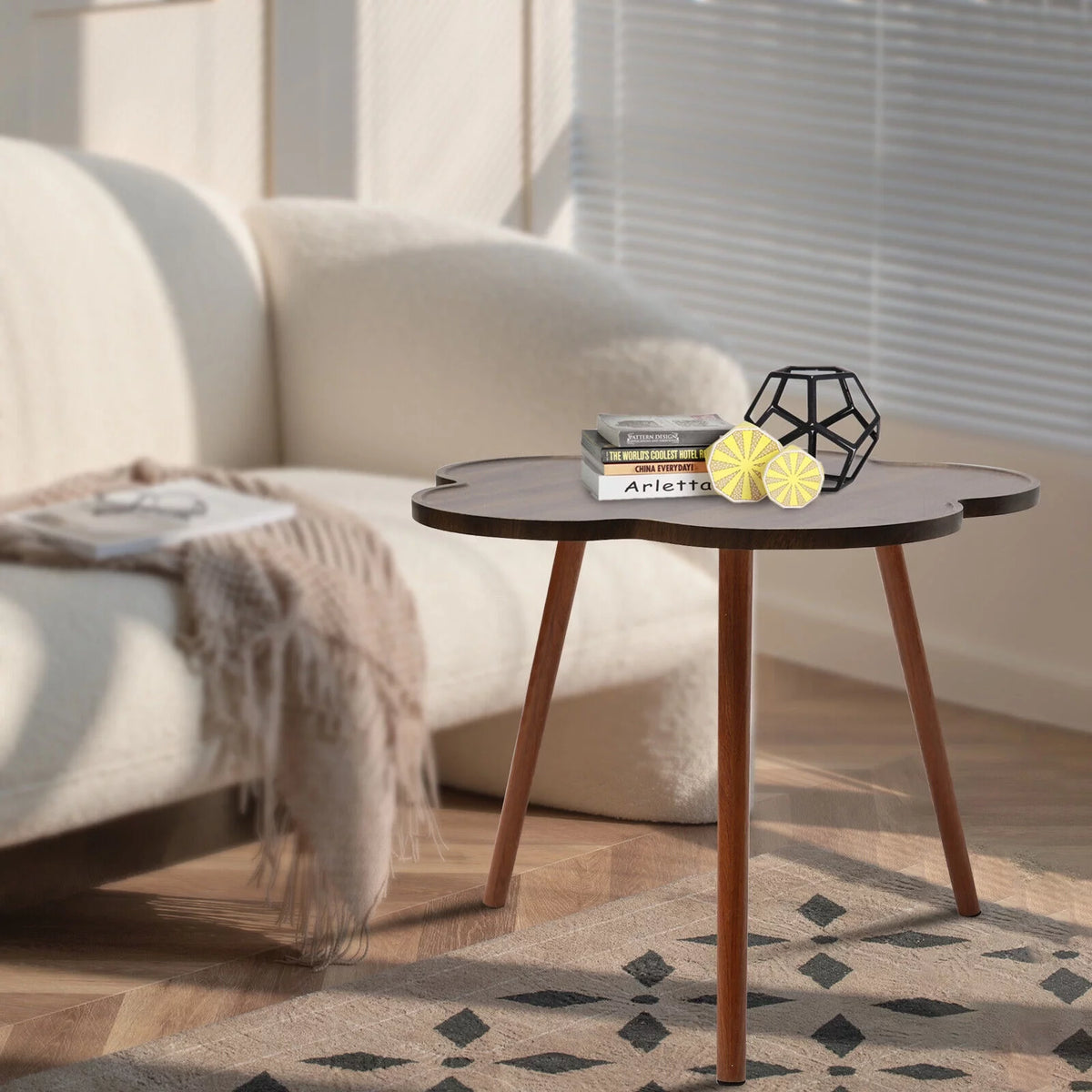 Log Color Coffee Table with Wood Legs M83471