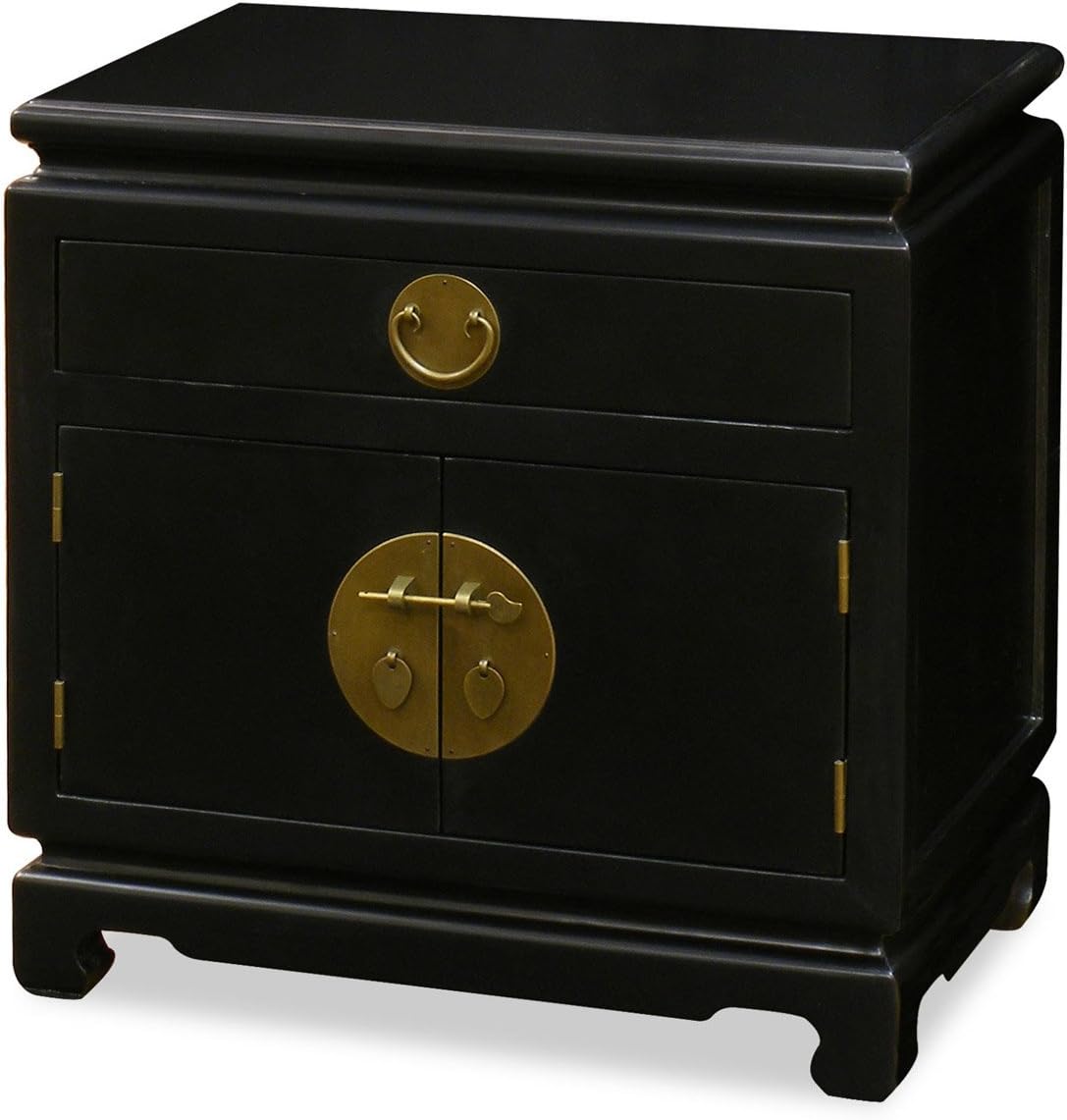 Chinese Elmwood End Cabinet with Brass Hardware C4793
