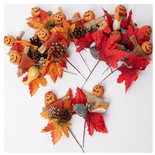 Set of 12 Assorted Pumpkin Face Picks 8-1/2 Inches High L731317
