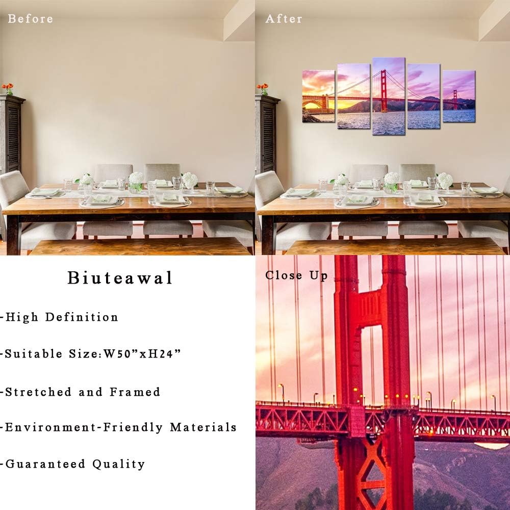 City Canvas Wall Art San Francisco Golden Gate Bridge Framed G877