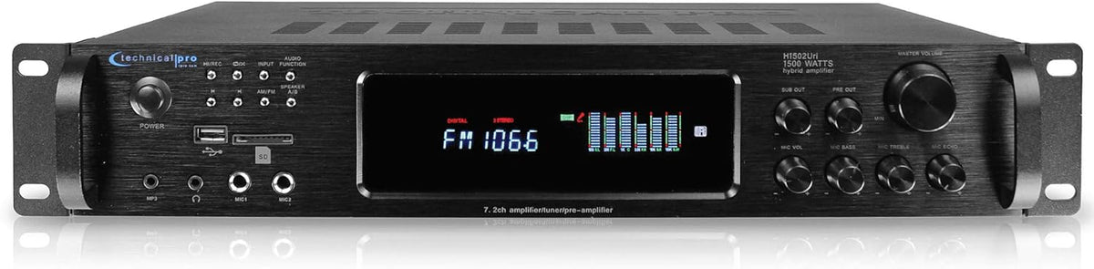 1500 Watt Bluetooth Hybrid Amplifier with USB and SD Inputs, Pack of 2 S259188
