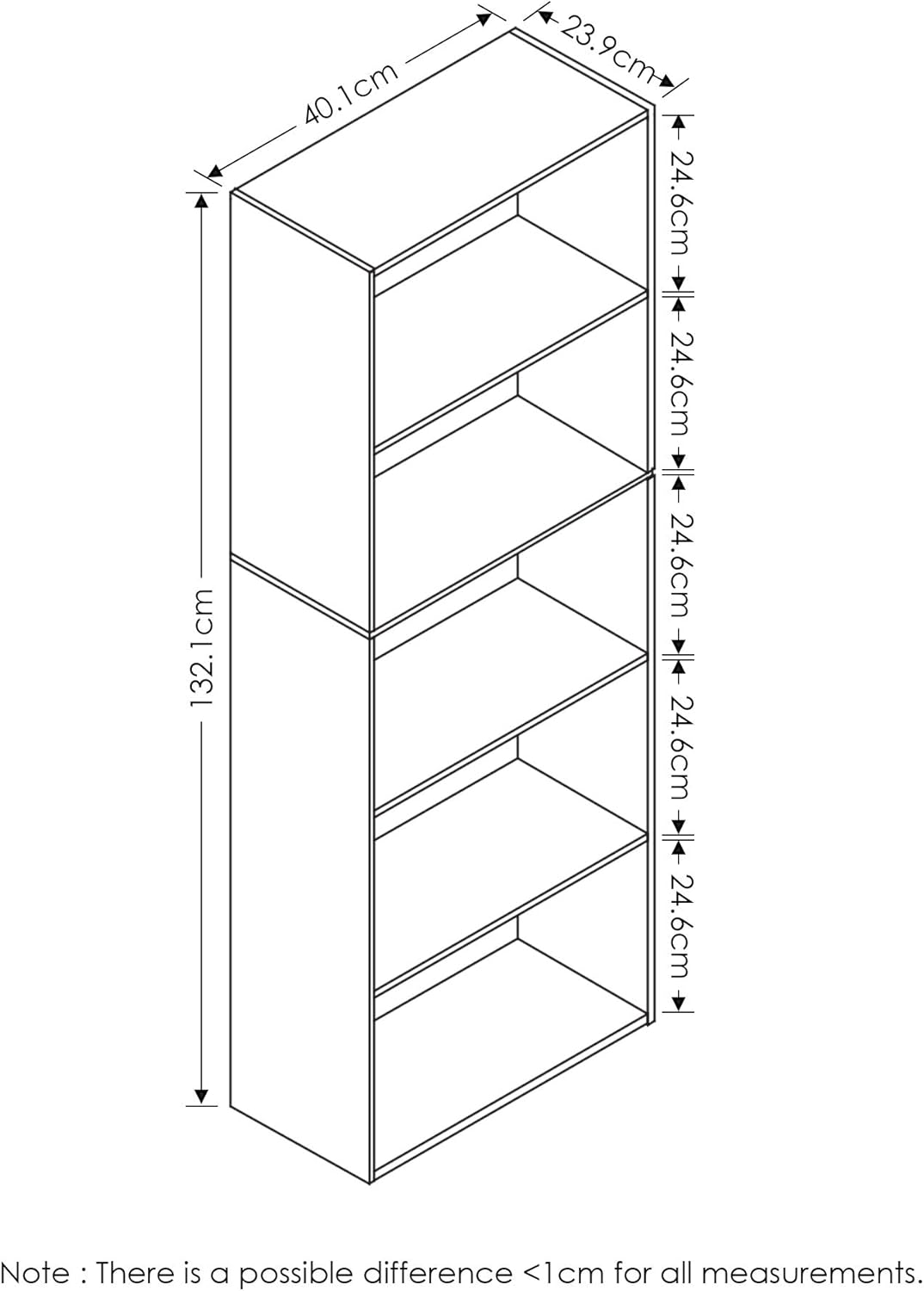 5-Tier Reversible Color Open Shelf Bookcase, White & 3-Tier Adjustable Shelf Bookcase, White U5917