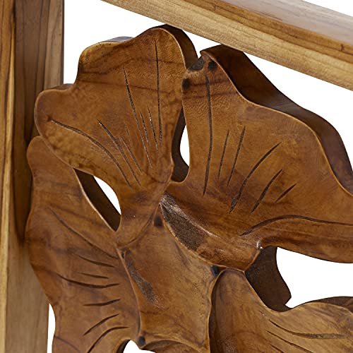 Set of 6 Brown Teak Wood Wall Sculpture E16314