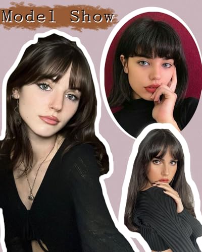 100% Real Human Hair Wispy Bangs Light Brown R7360