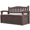 80 Gallon Outdoor Storage Bench Resin Patio Furniture Dark Black I28487