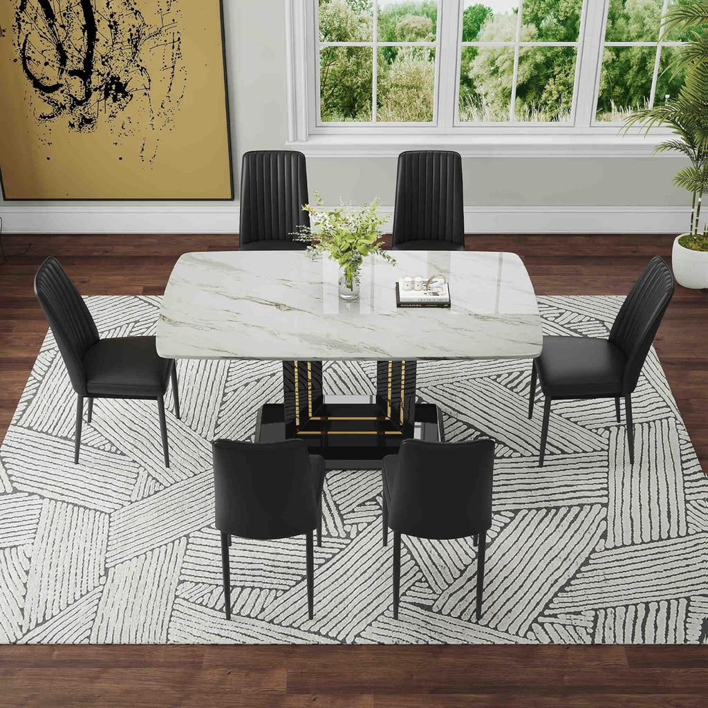7-Piece Dining Table Set with 6 Soft Chairs A572961